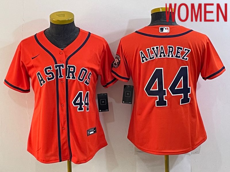 Women Houston Astros #44 Alvarez Orange Game Nike 2022 MLB Jerseys->women mlb jersey->Women Jersey